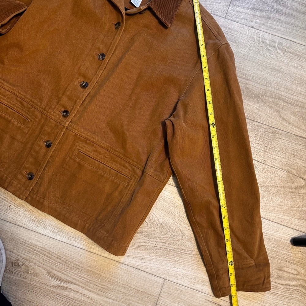 Vintage Jones New York Sport Brown Cotton Chore Jacket Corduroy Collar Women M - Picture 7 of 10